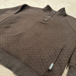 Eddie Bauer Midweight Quarter Snap Mock Quilted Pullover - Brown - Size